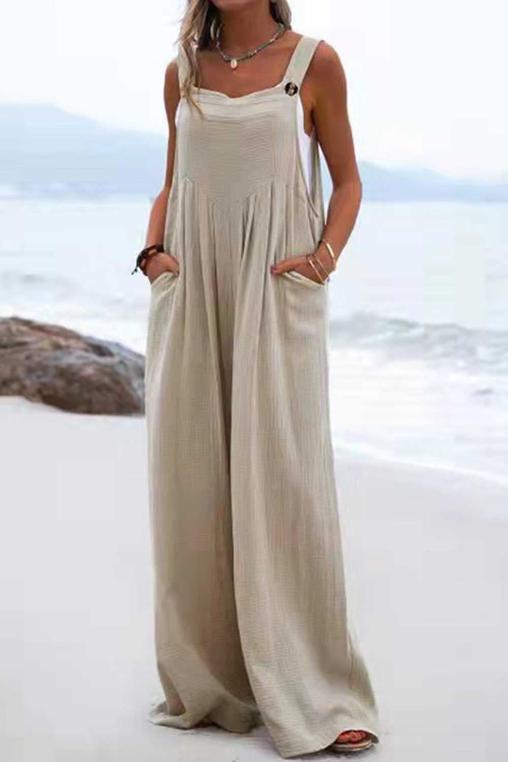 Women's Bohemian Overall Jumpsuit – Wide Leg Spaghetti Strap Summer Style
