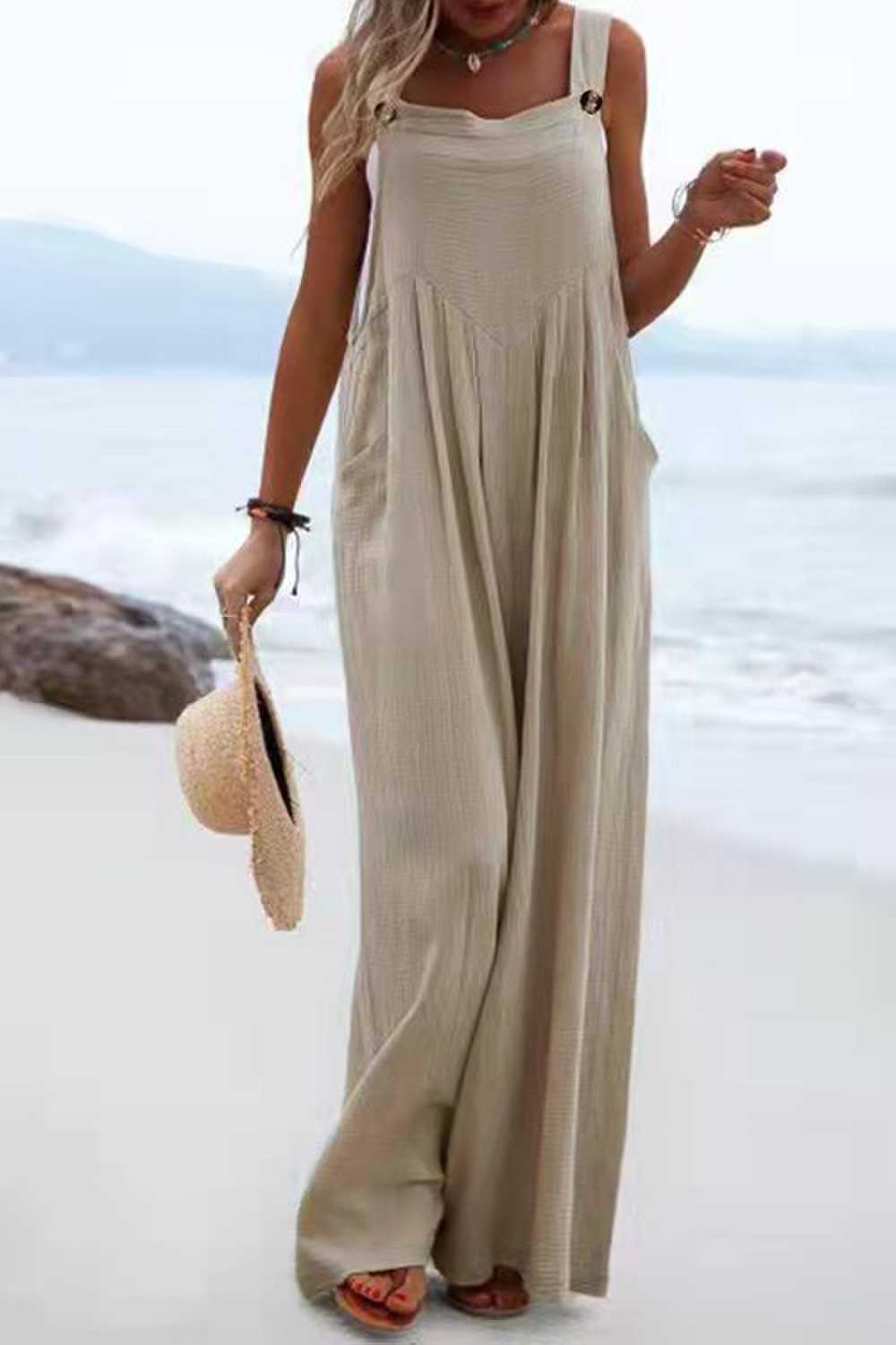 Women's Bohemian Overall Jumpsuit – Wide Leg Spaghetti Strap Summer Style