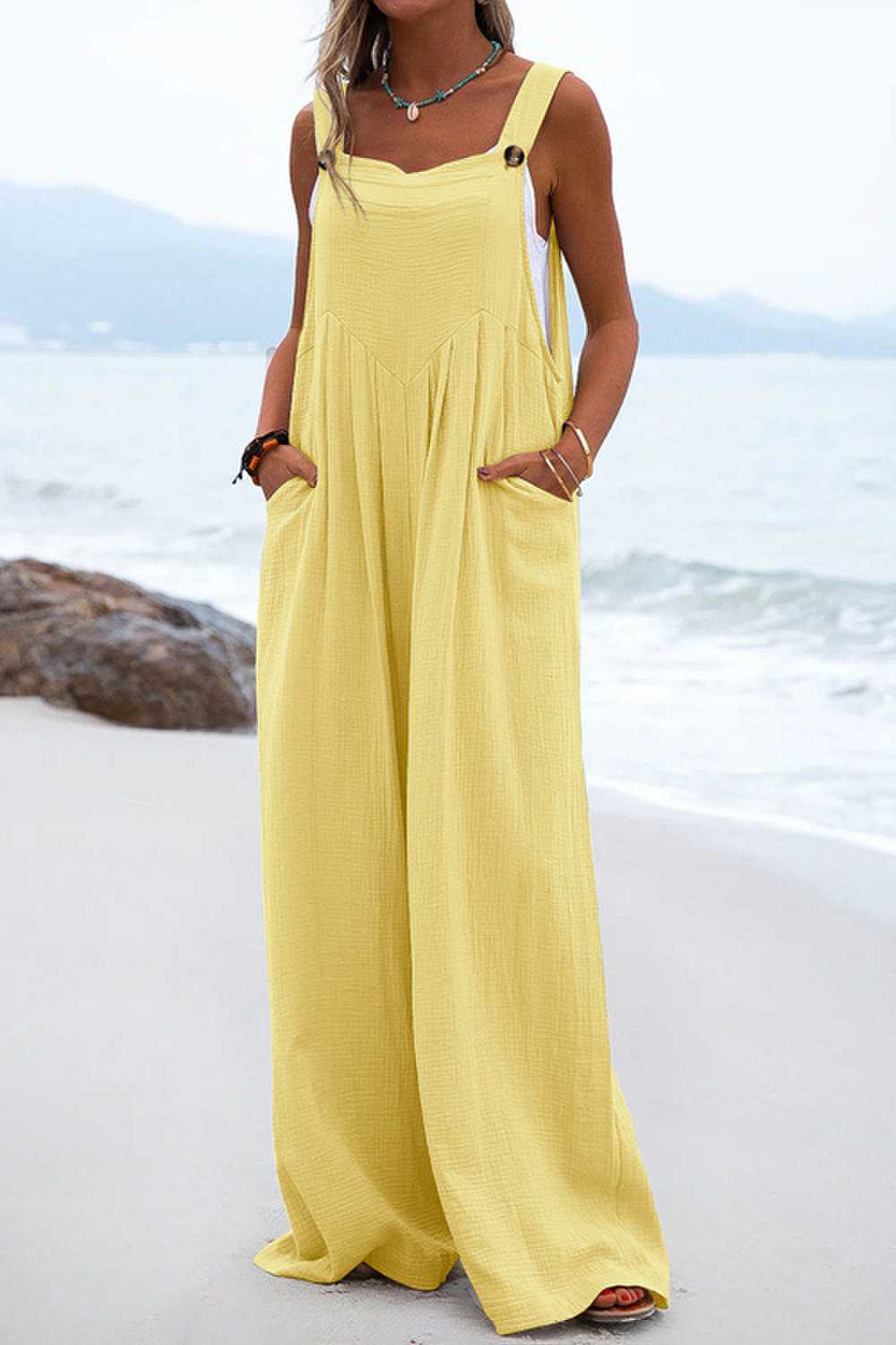 Women's Bohemian Overall Jumpsuit – Wide Leg Spaghetti Strap Summer Style