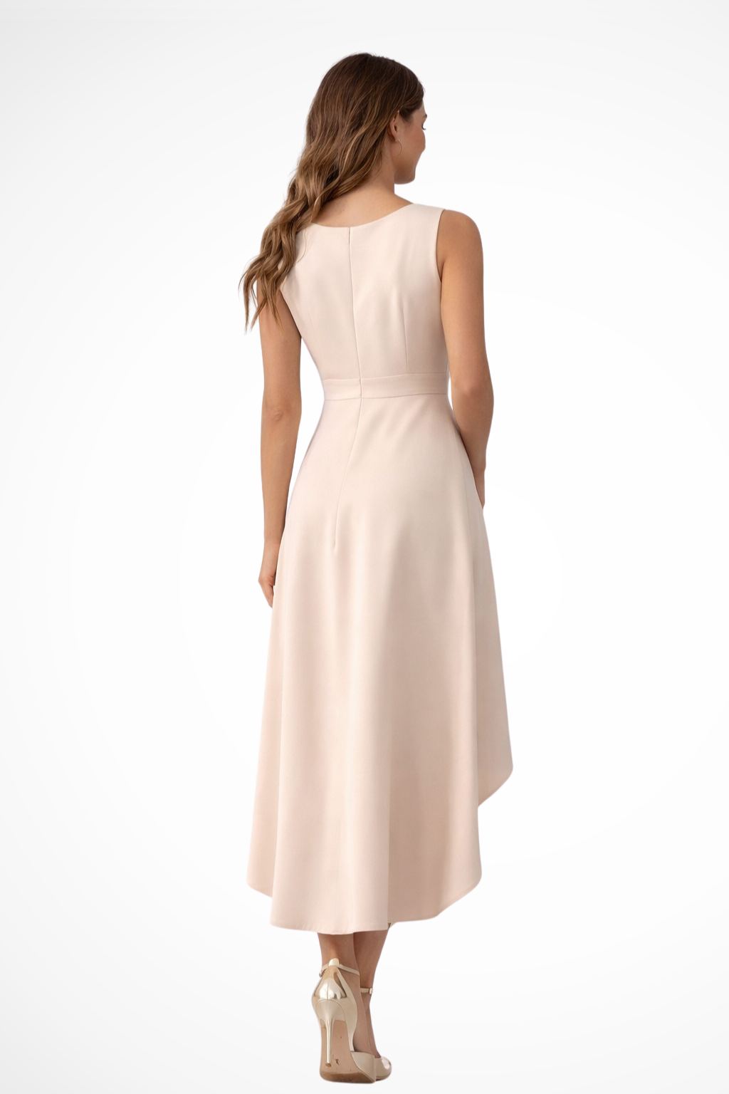 Women's Sleeveless Wrap Midi Dress – Asymmetric Wedding Guest Style