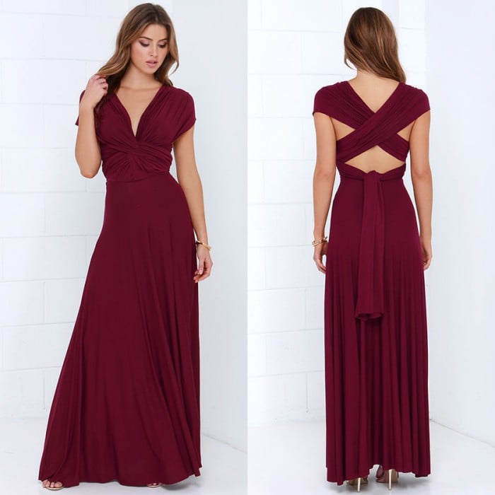 Women's Open Back Maxi Wedding Guest Dress – Elegant Lightweight Flow