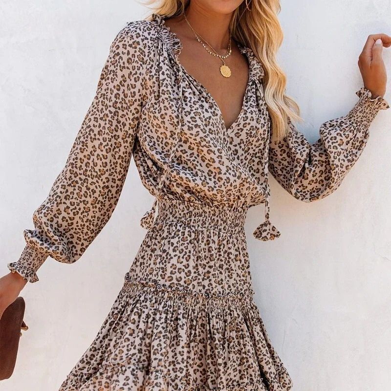 Women's Bold Leopard Print Mini Dress – Statement Evening Style