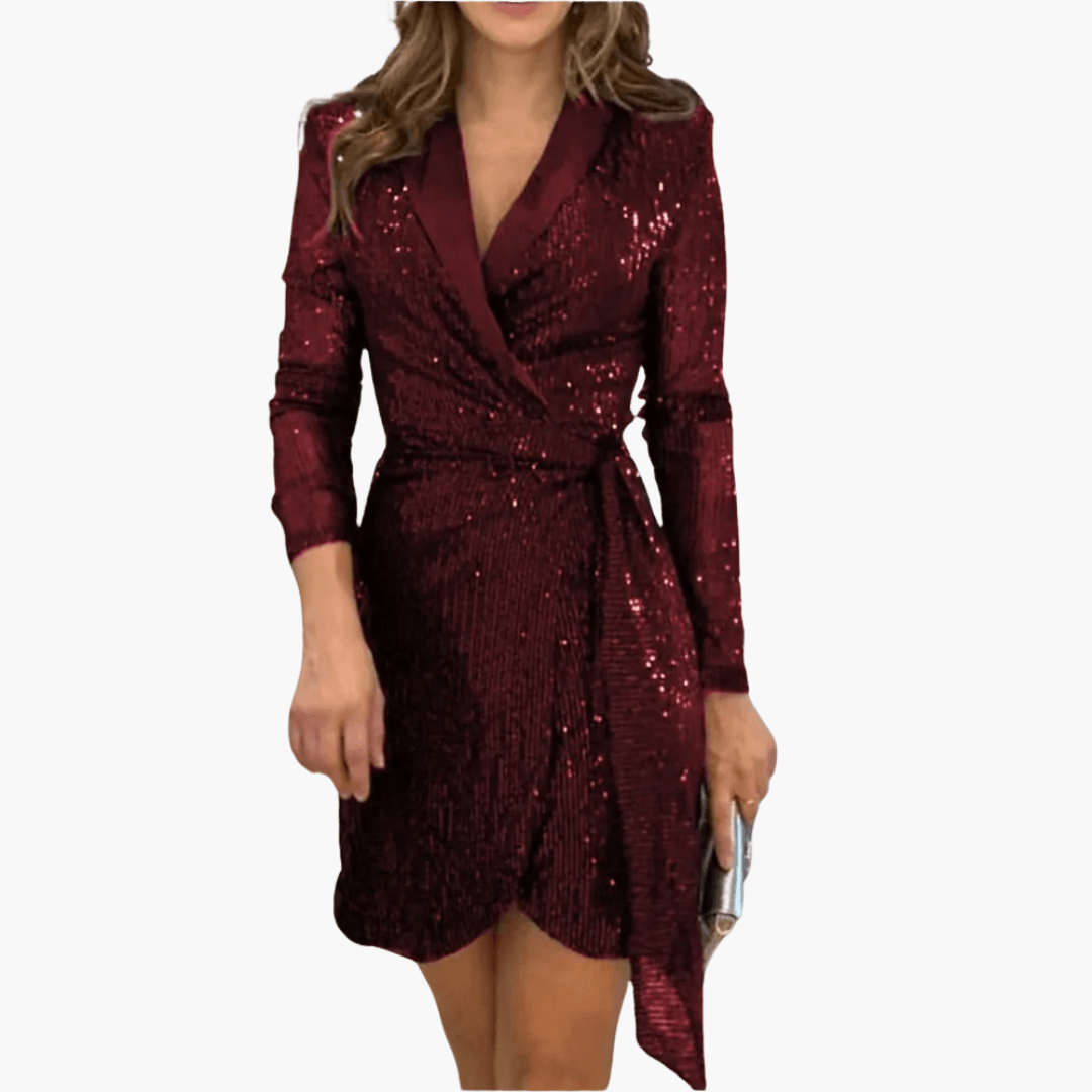 Women's Sequin Wrap Dress – Festive Sparkle Elegant Evening Wear