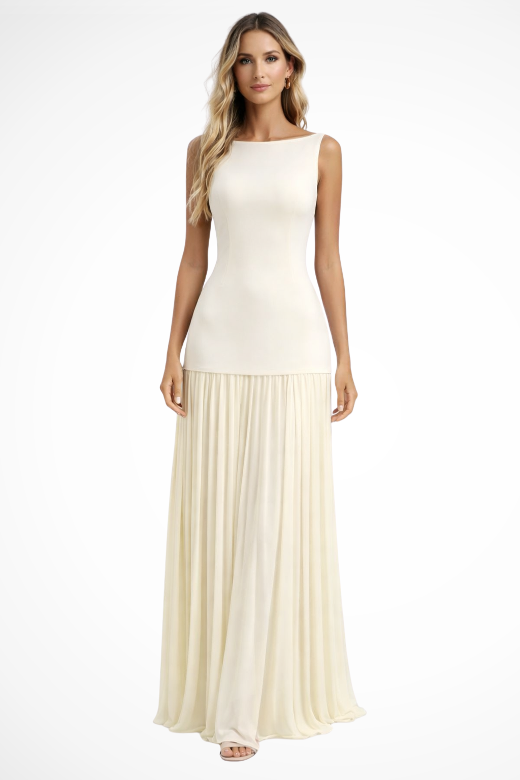 Women's Pleated Formal Maxi Dress – Elegant Occasion Style