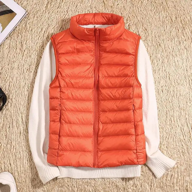 Women's Lightweight Zip Front Puffer Vest – Chic Layering Style