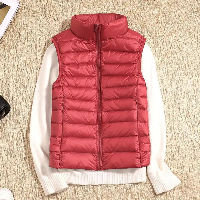 Women's Lightweight Zip Front Puffer Vest – Chic Layering Style