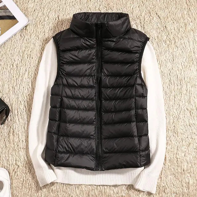 Women's Lightweight Zip Front Puffer Vest – Chic Layering Style