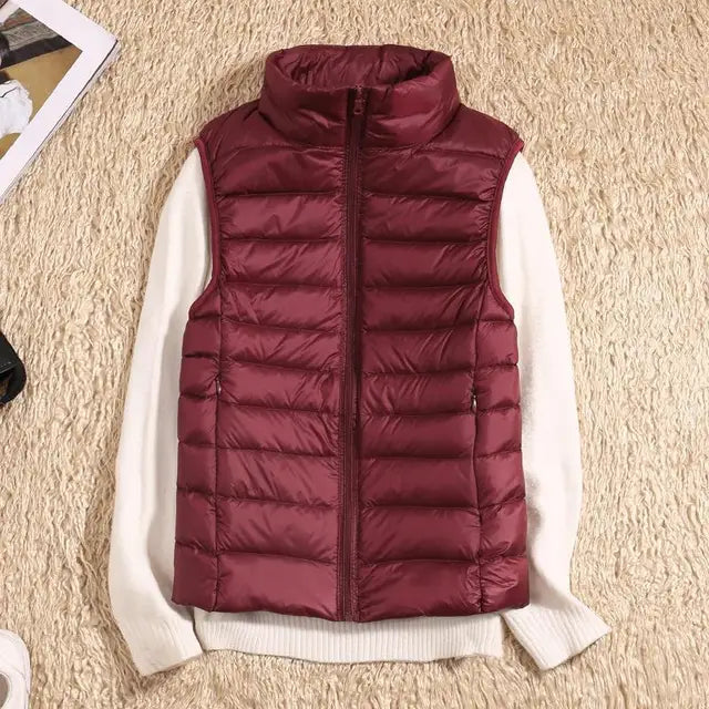 Women's Lightweight Zip Front Puffer Vest – Chic Layering Style