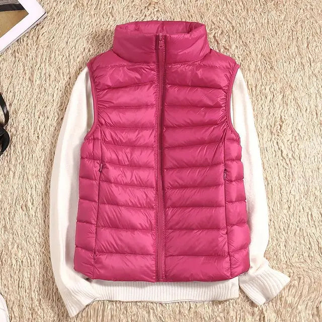 Women's Lightweight Zip Front Puffer Vest – Chic Layering Style