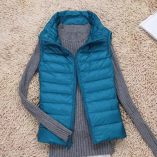 Women's Lightweight Zip Front Puffer Vest – Chic Layering Style