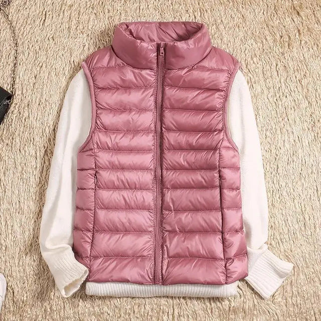 Women's Lightweight Zip Front Puffer Vest – Chic Layering Style