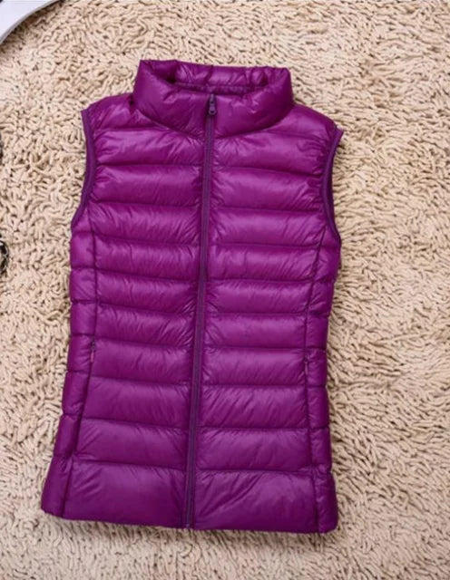 Women's Lightweight Zip Front Puffer Vest – Chic Layering Style