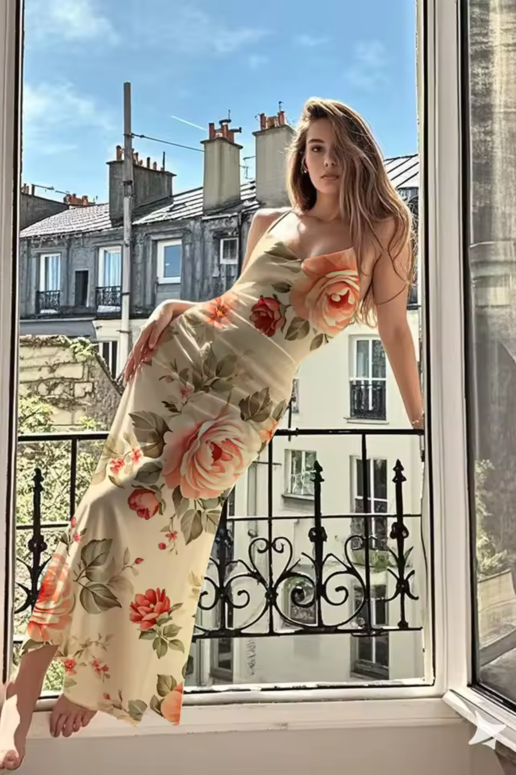 Women's Floral Spaghetti Strap Maxi Dress – Summer Wedding Style