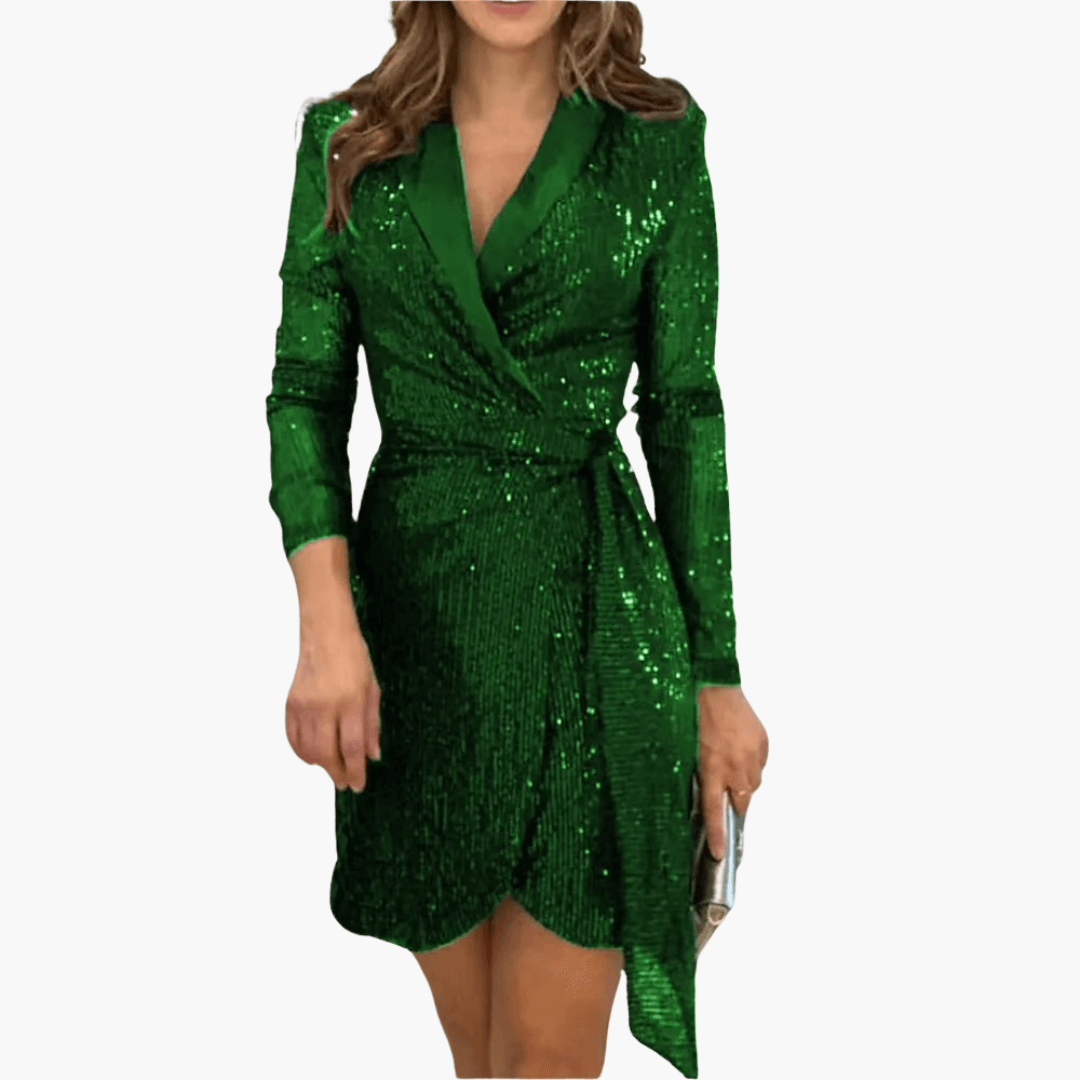 Women's Sequin Wrap Dress – Festive Sparkle Elegant Evening Wear
