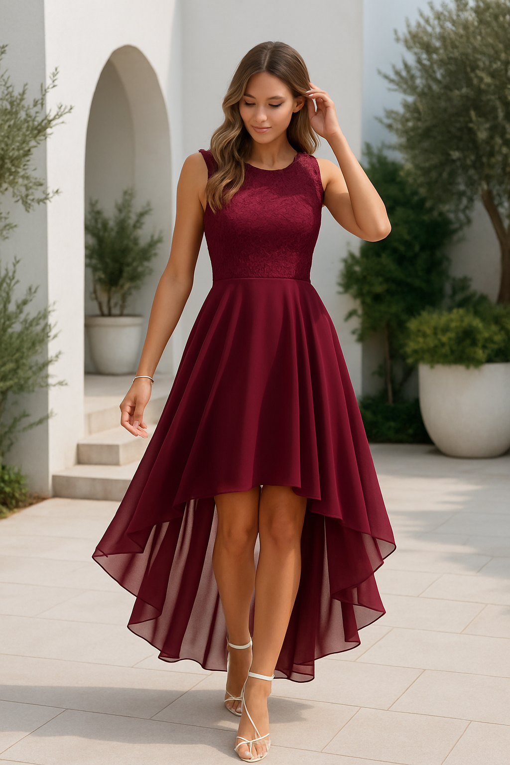 Women's Wedding Guest High-Low Dress – Elegant Occasion Style