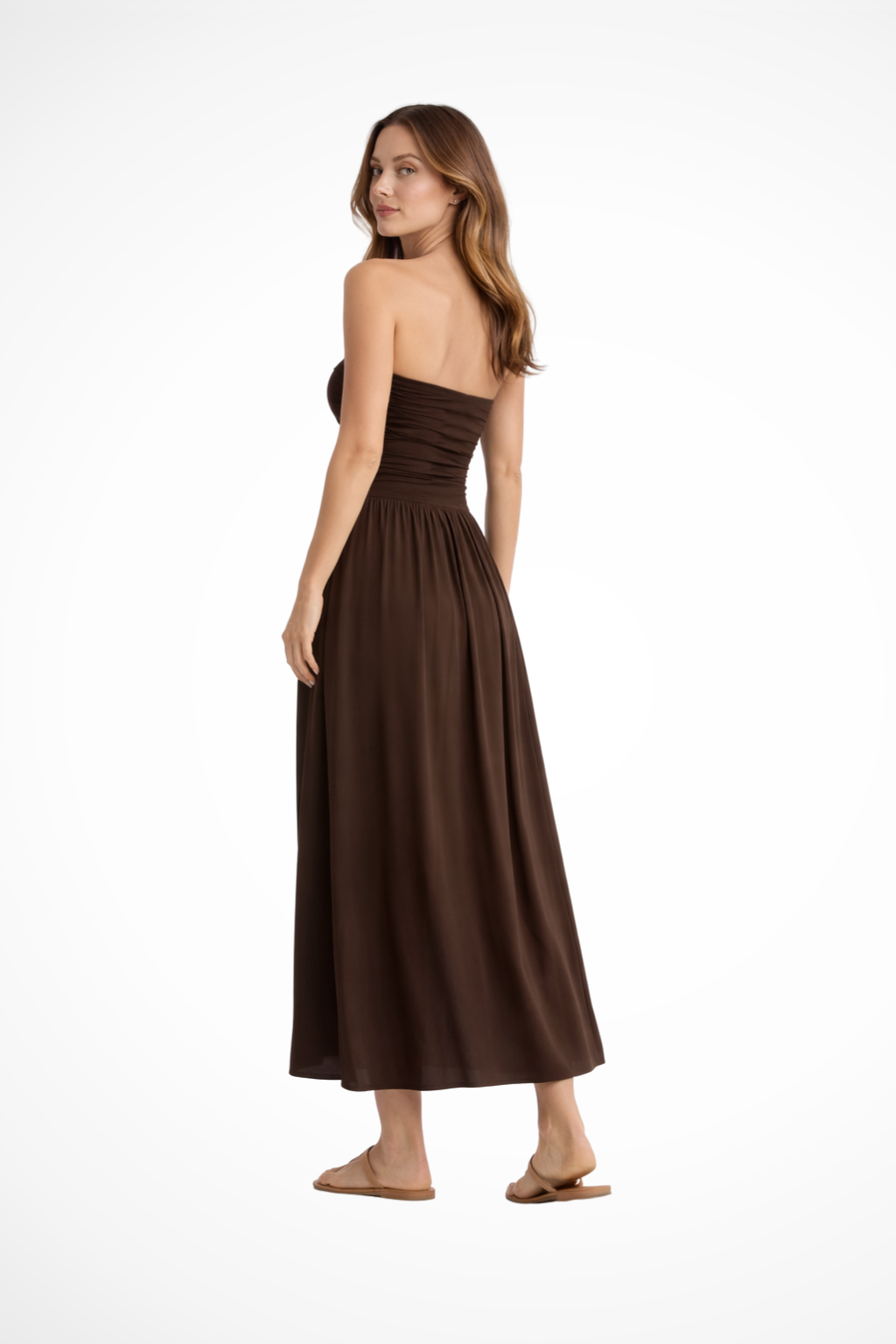 Women's Strapless Pleated Maxi Dress – Elegant Summer Style