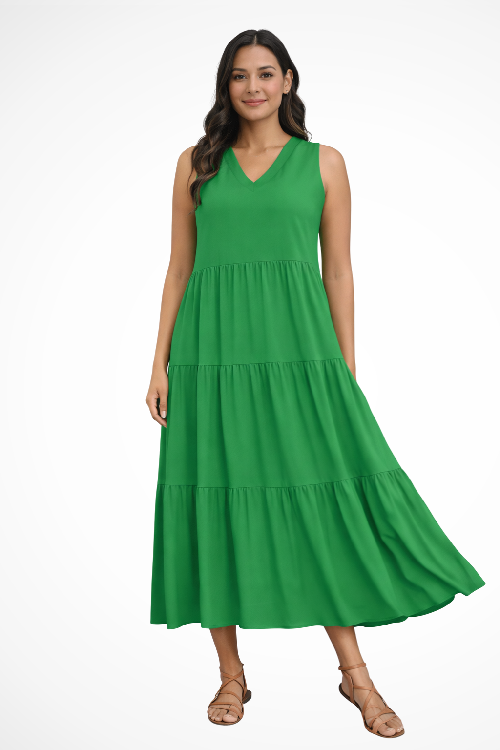 Women's Sleeveless Tiered Maxi Dress – Flowy Summer Style