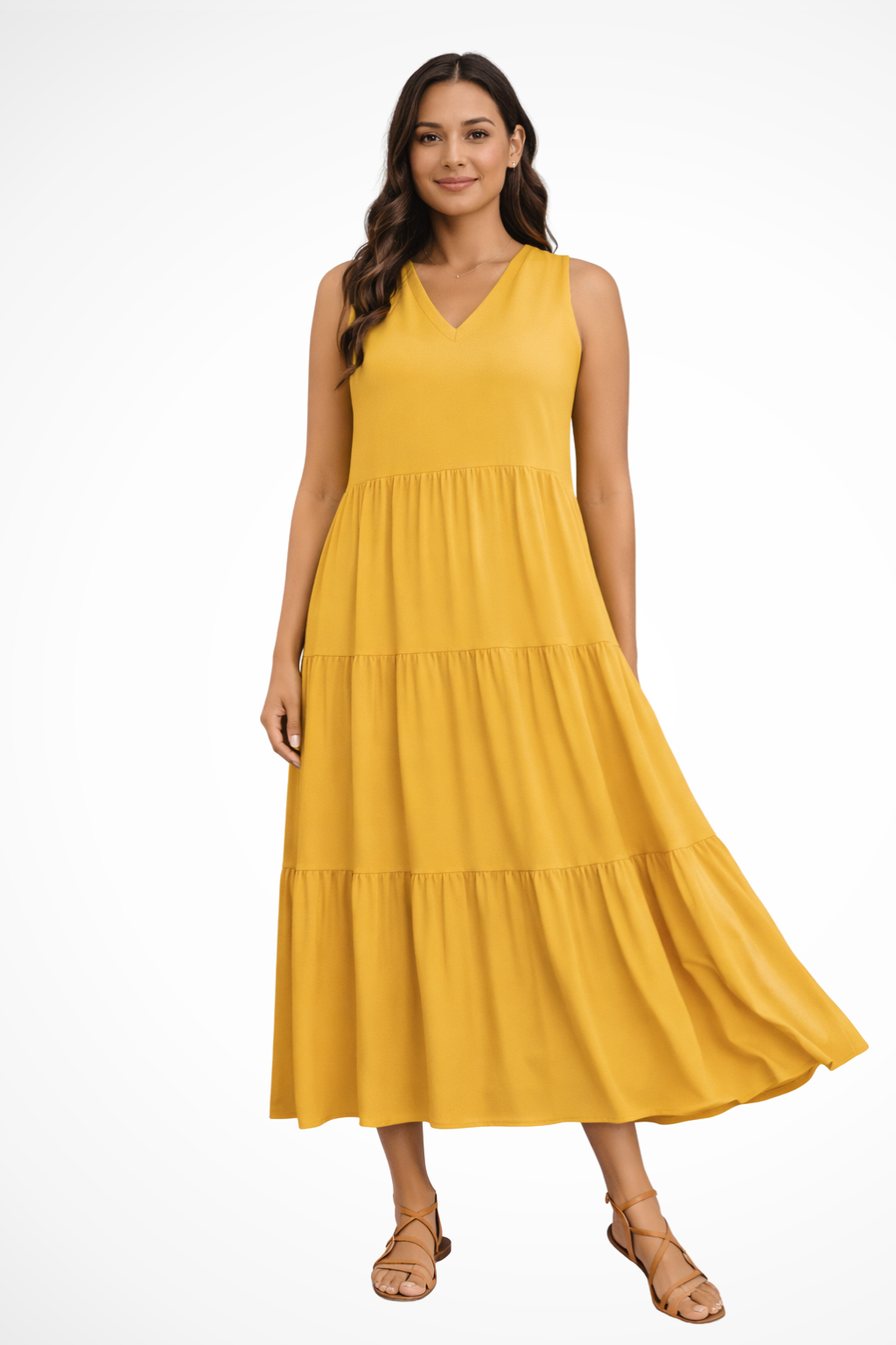 Women's Sleeveless Tiered Maxi Dress – Flowy Summer Style