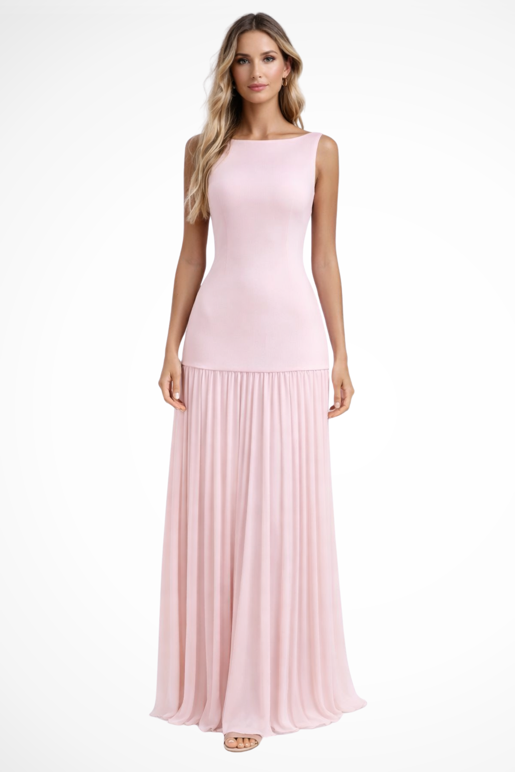Women's Pleated Formal Maxi Dress – Elegant Occasion Style