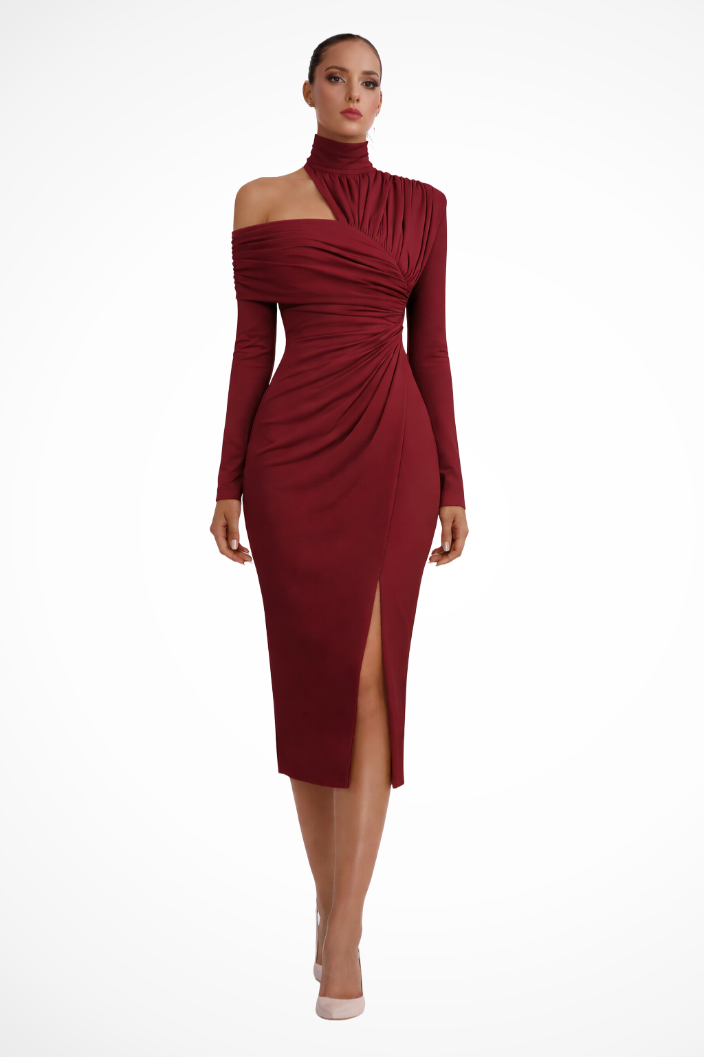 Women's One-Shoulder Midi Dress – Wedding Guest Occasion Style