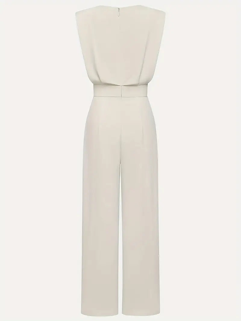 Women's High Waist Jumpsuit – Straight Leg Lightweight Elegant Style