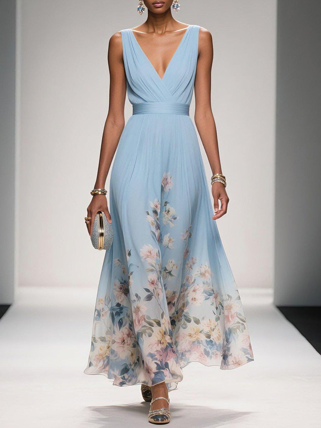 Women's Floral Print Wedding Guest Dress – Elegant Occasion Style