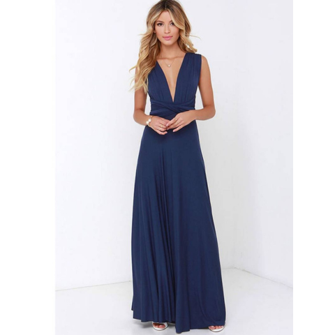 Women's Convertible Evening Maxi Dress – Elegant Occasion Style
