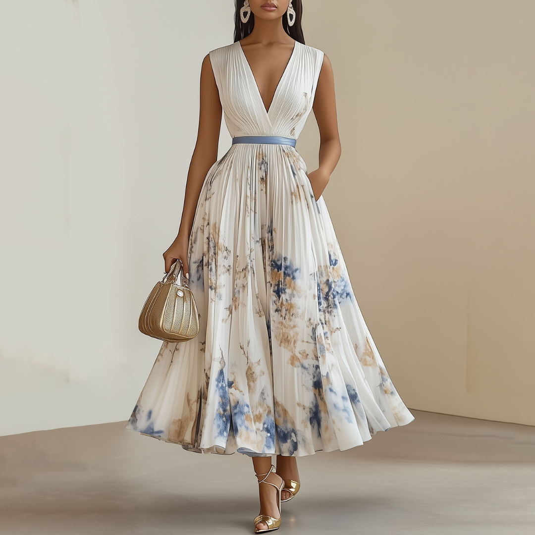 Women's High-Waist Flared Dress – Flowy Elegant Special Occasion Style