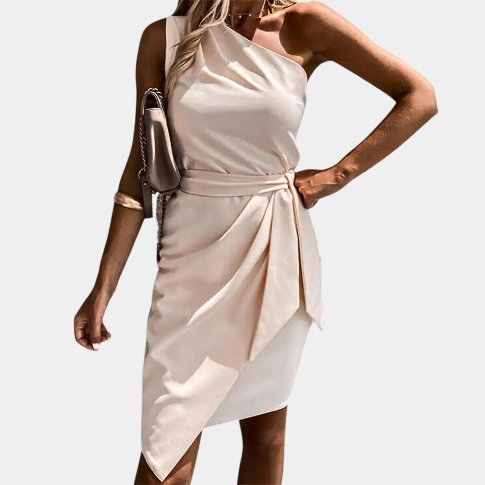 Women's One-Shoulder Midi Dress – Elegant Feminine Occasion Style