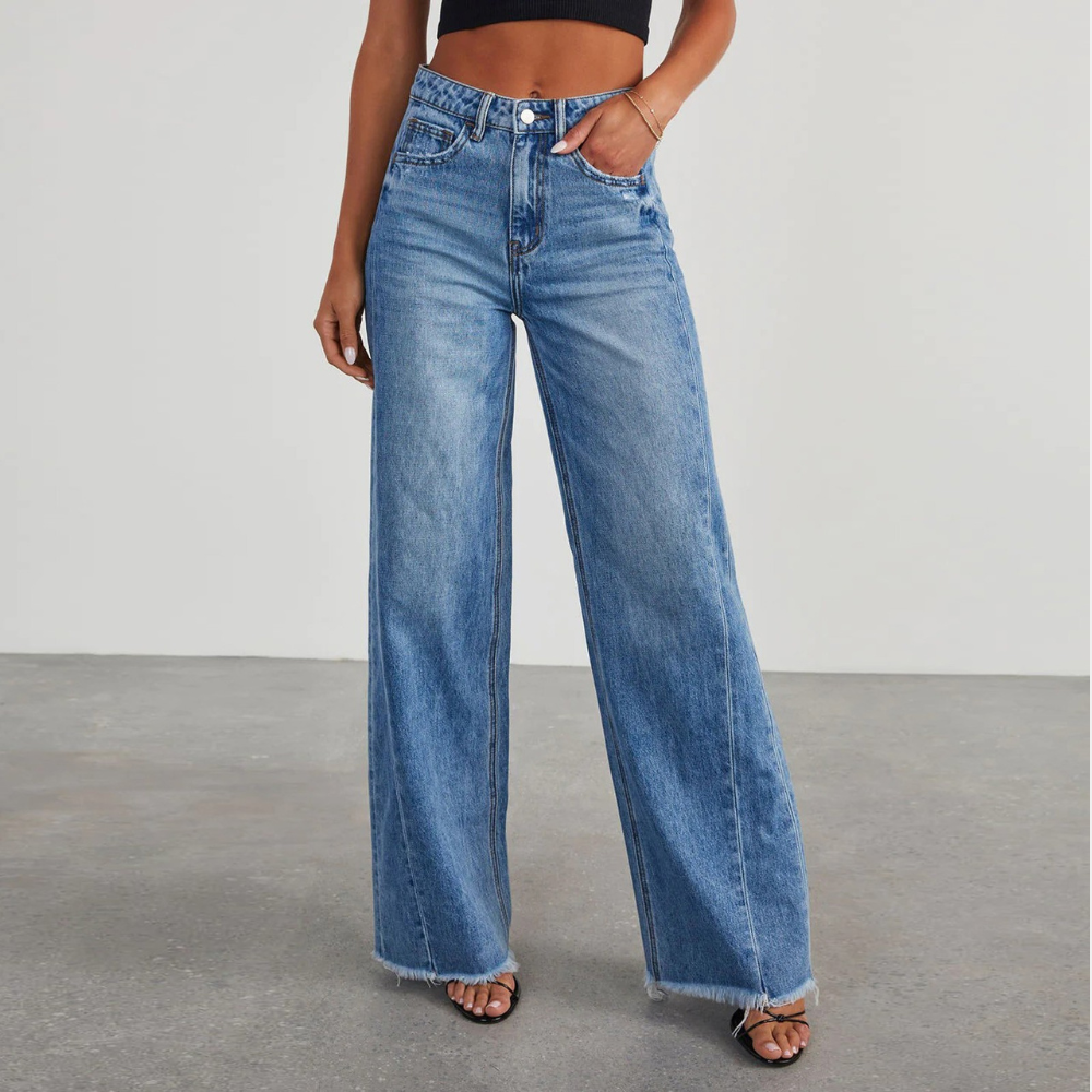 Women's Wide-Leg High-Waisted Jeans – Casual Everyday Style