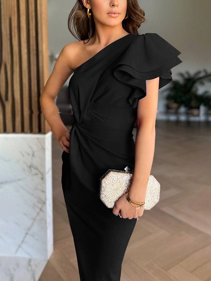 Women's Asymmetric Evening Dress – Glamorous High-Slit Elegant Party Gown