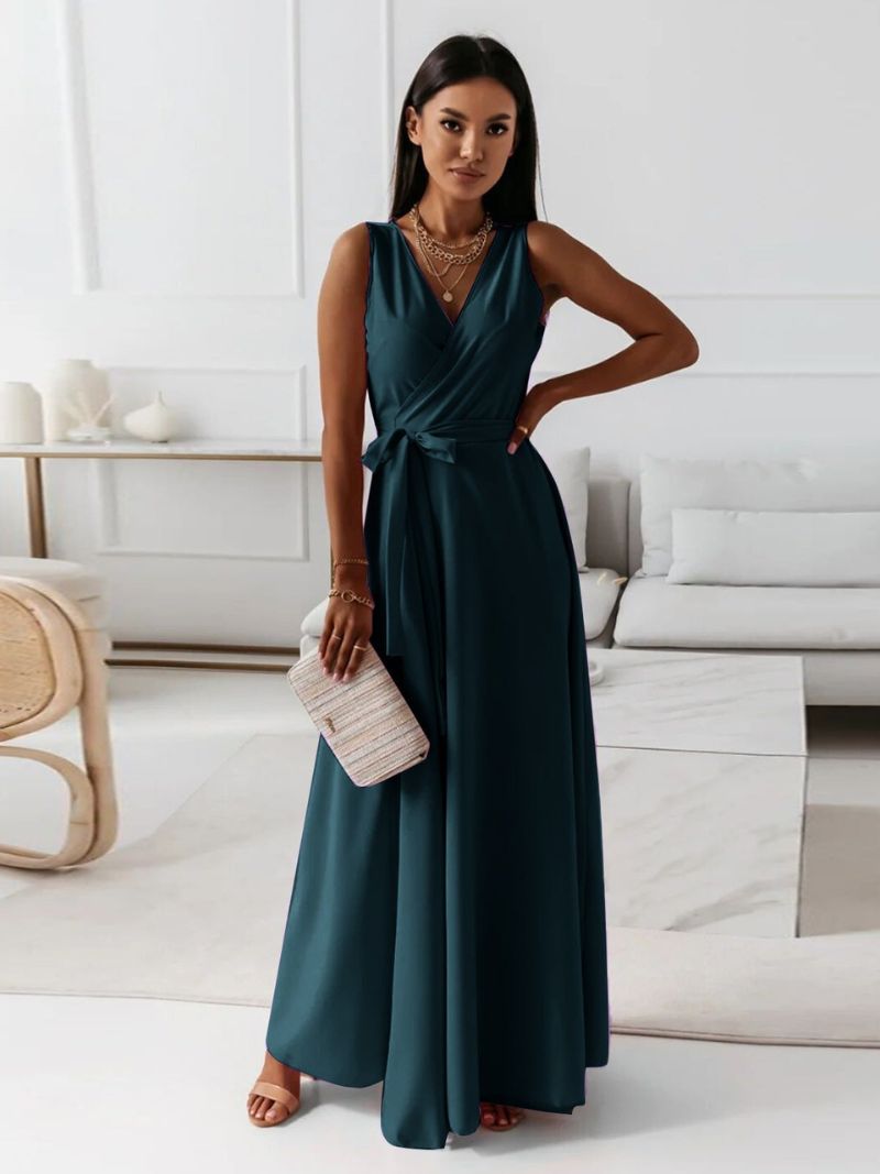 Women's Enchanting V-Neck Maxi Dress – Flowy Elegant Style