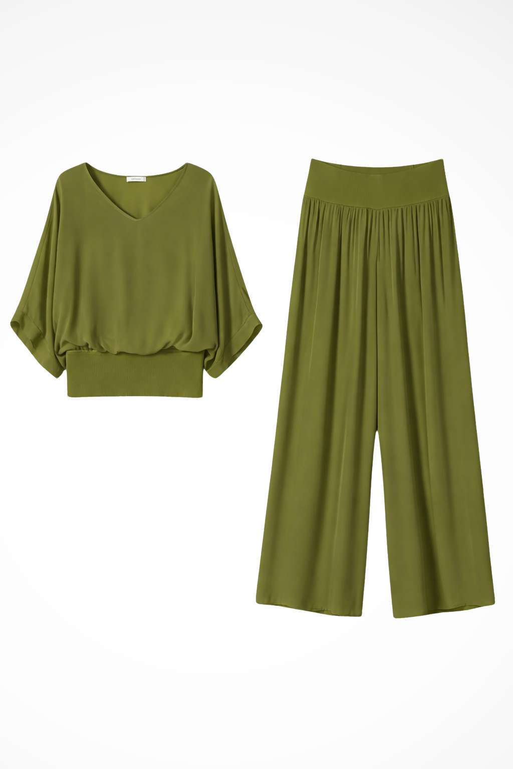 Women's Layered Top and Wide Leg Trousers Set – Elegant Style