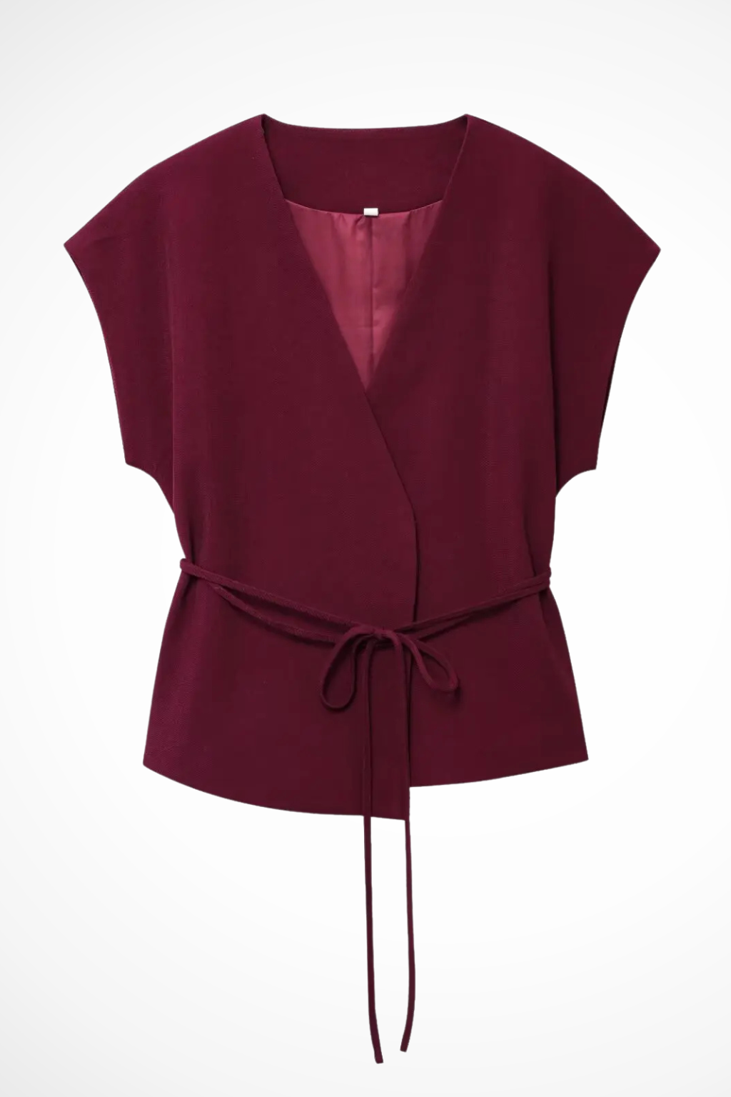 Women's Belted Wrap Top and Wide Leg Linen Trousers Set – Elegant Style