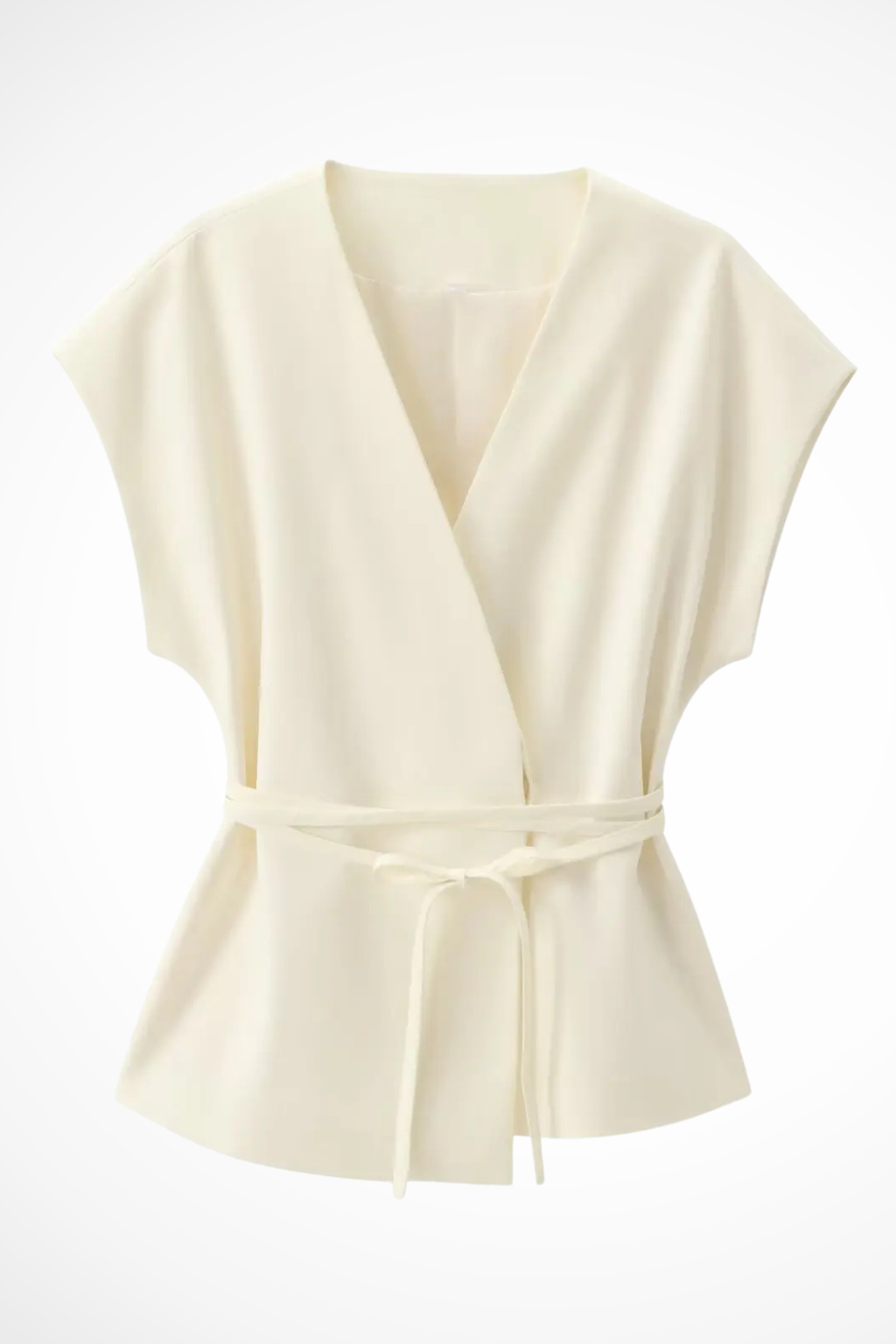 Women's Belted Wrap Top and Wide Leg Linen Trousers Set – Elegant Style