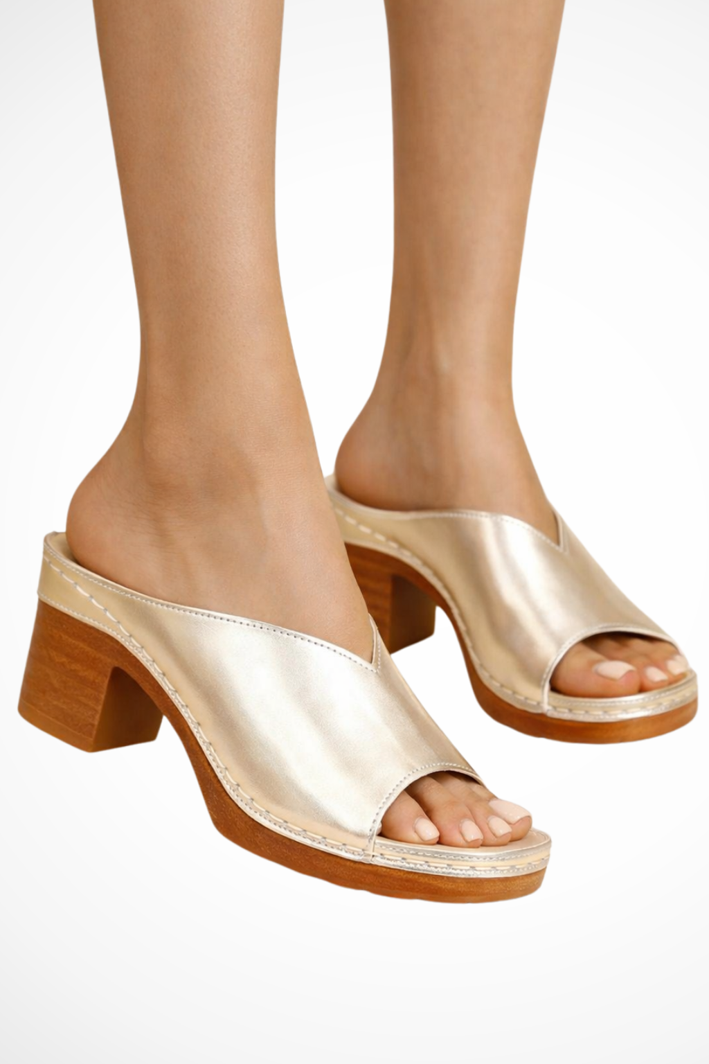 Women's Open Toe Block Heel Mules – Slip-On Elegant Style