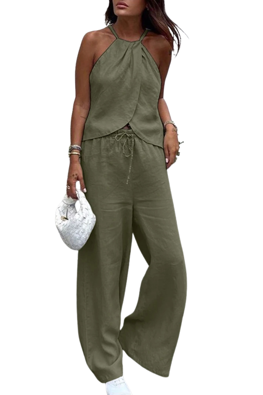 Women's Halter Top and Wide Leg Trousers Set – Summer Style