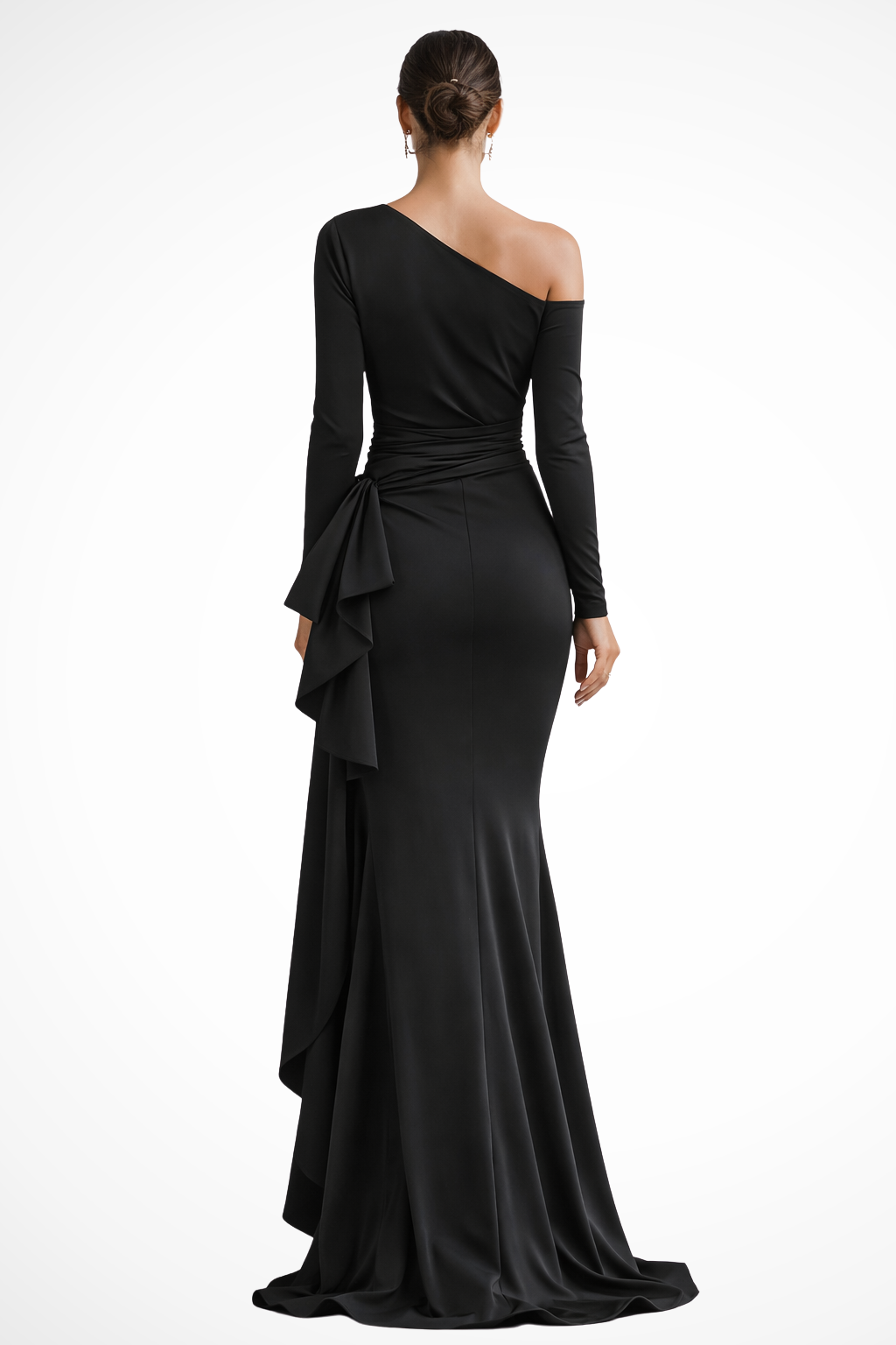 Women's One-Shoulder Satin Maxi Dress – Wedding Guest Evening Style