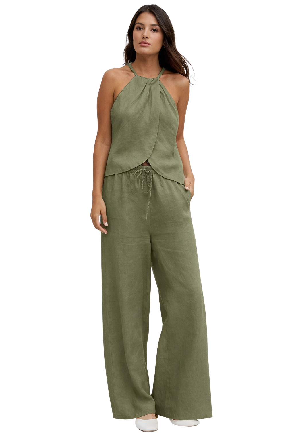 Women's Halter Top and Wide Leg Trousers Set – Summer Style