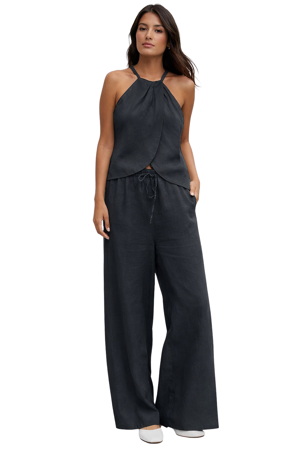 Women's Halter Top and Wide Leg Trousers Set – Summer Style