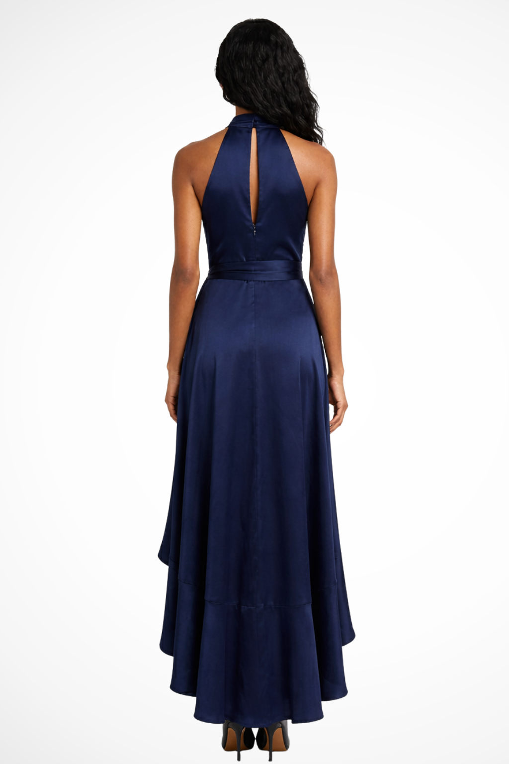 Women's Halter Satin Maxi Dress – Wedding Guest Elegant Style