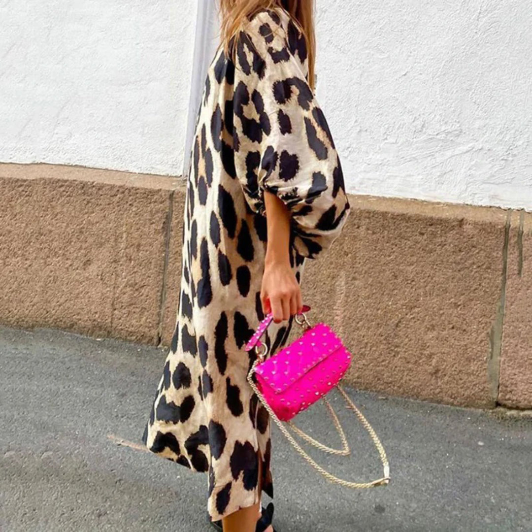 Women's Leopard Print Maxi Dress – Bold Flowy Statement Style