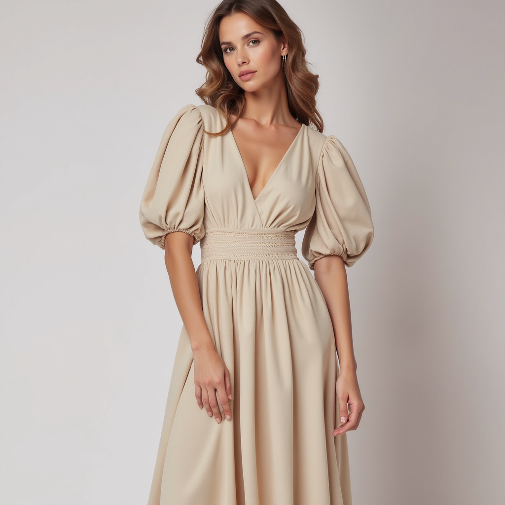 Women's Flared Maxi Wedding Guest Dress – Flattering Flowy Elegant Fit