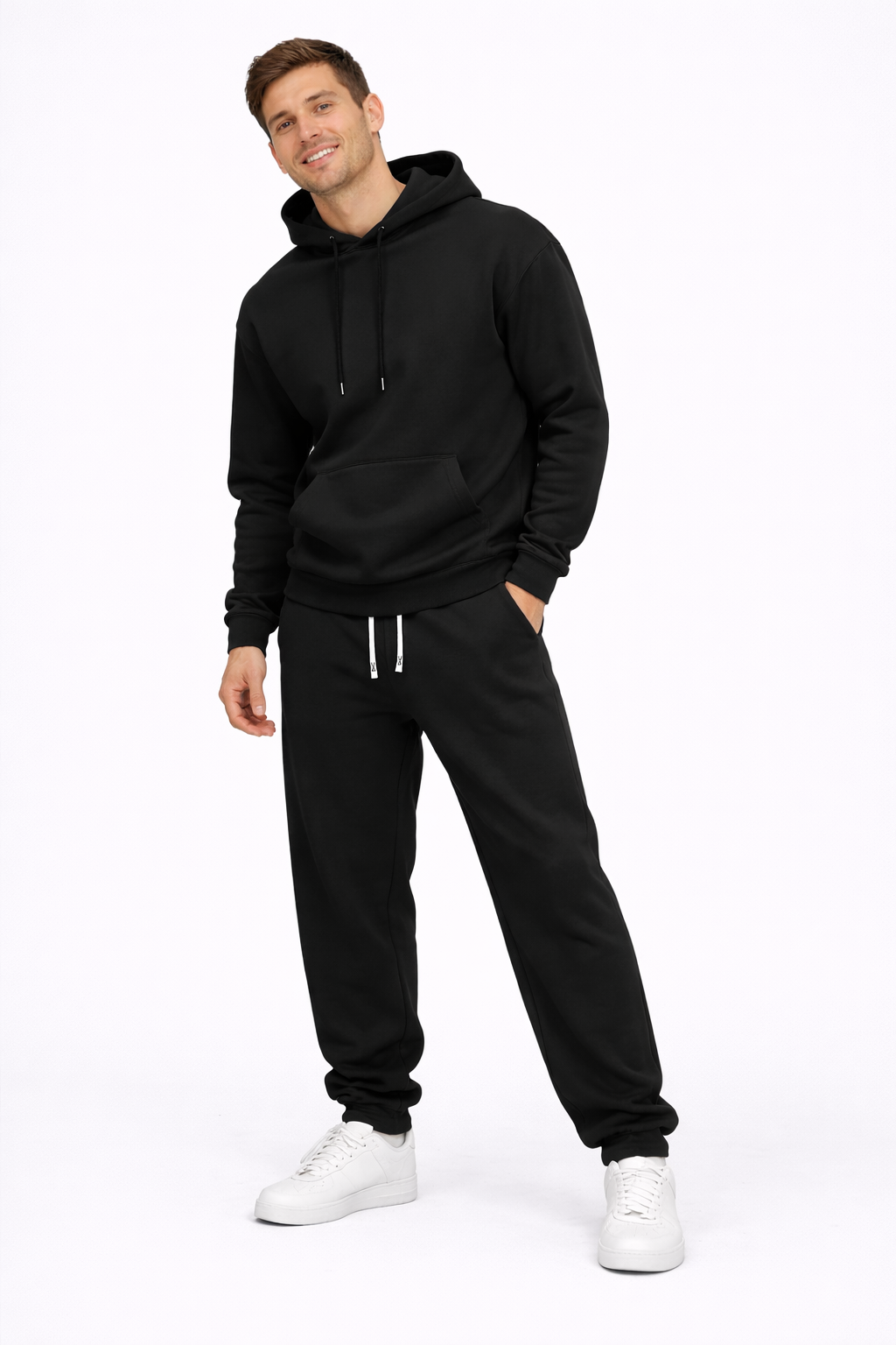 Men's Hoodie and Jogger Tracksuit Set – Comfortable Polyester Sport Style