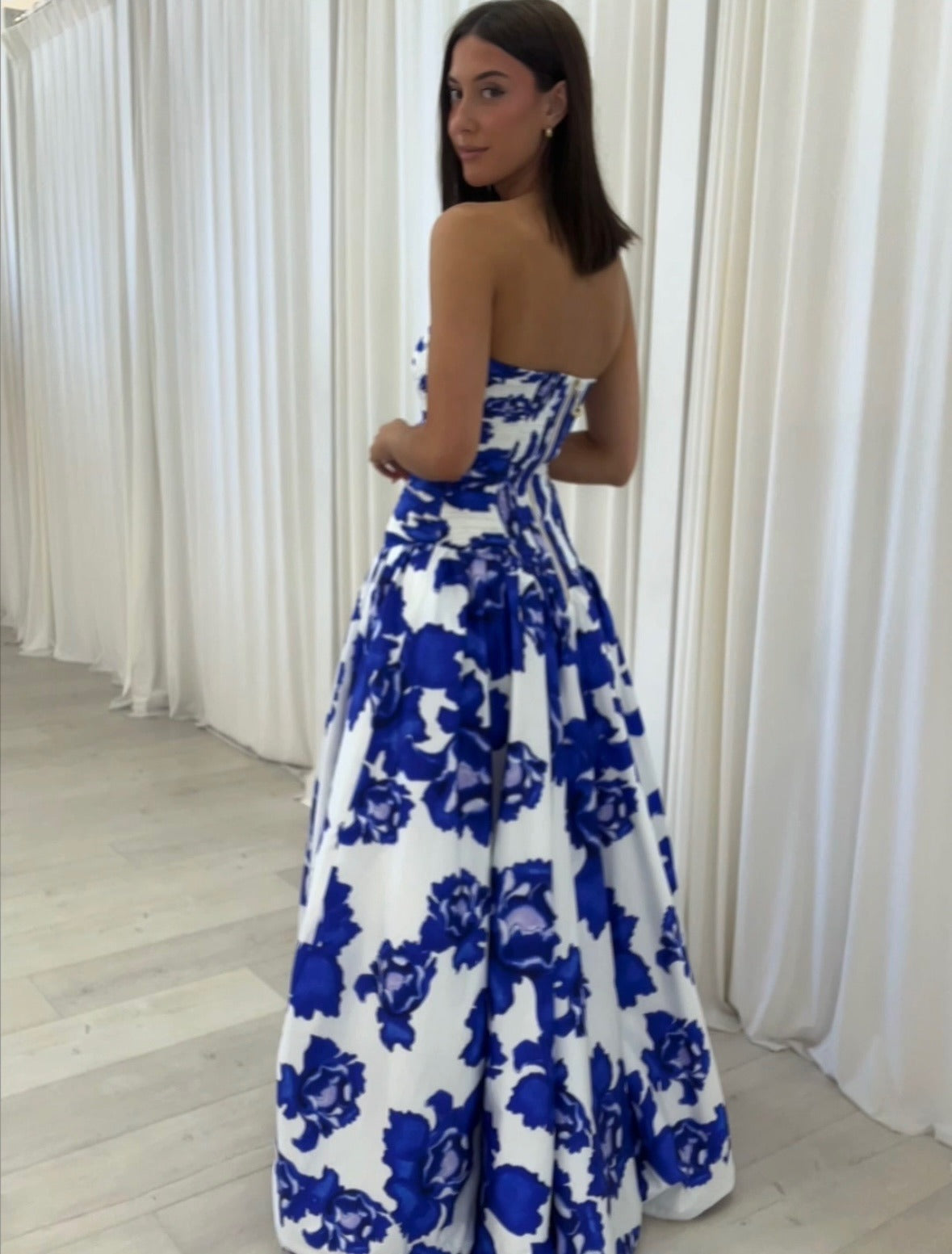 Women's Bold Whimsy Draped Floral Maxi Dress