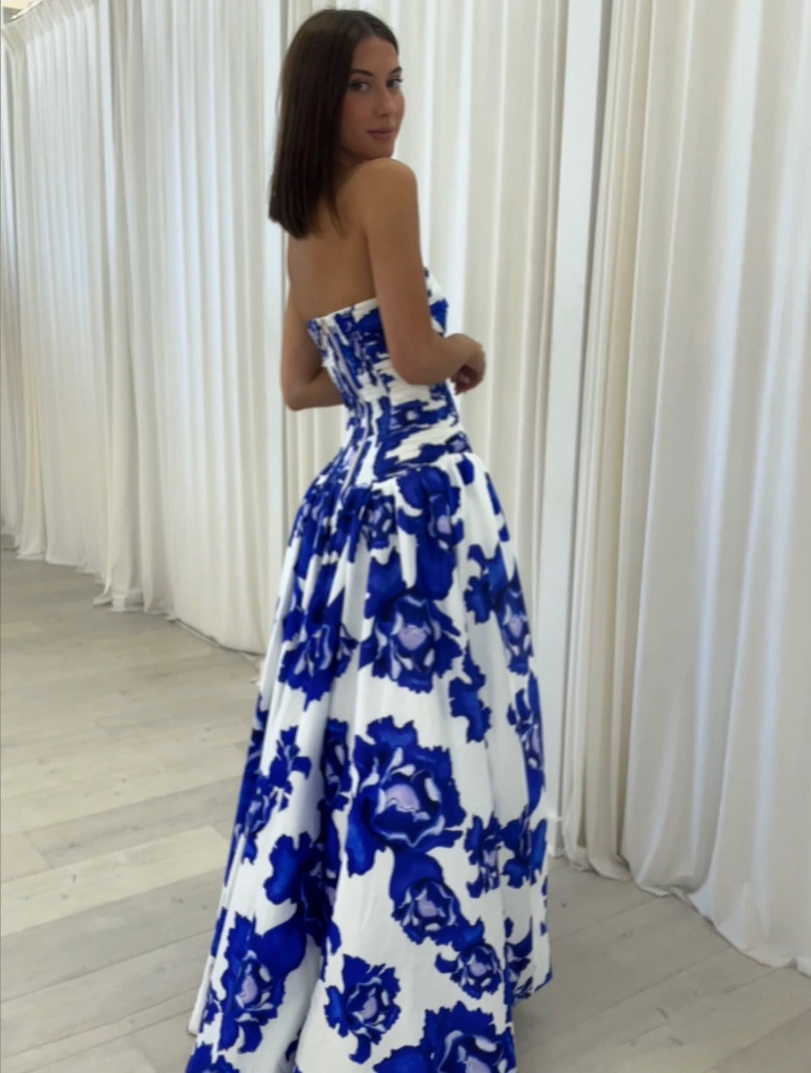 Women's Bold Whimsy Draped Floral Maxi Dress