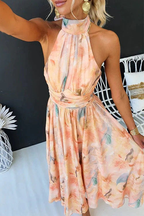 Women's Daydream Whirl Halter Pleated Midi Dress
