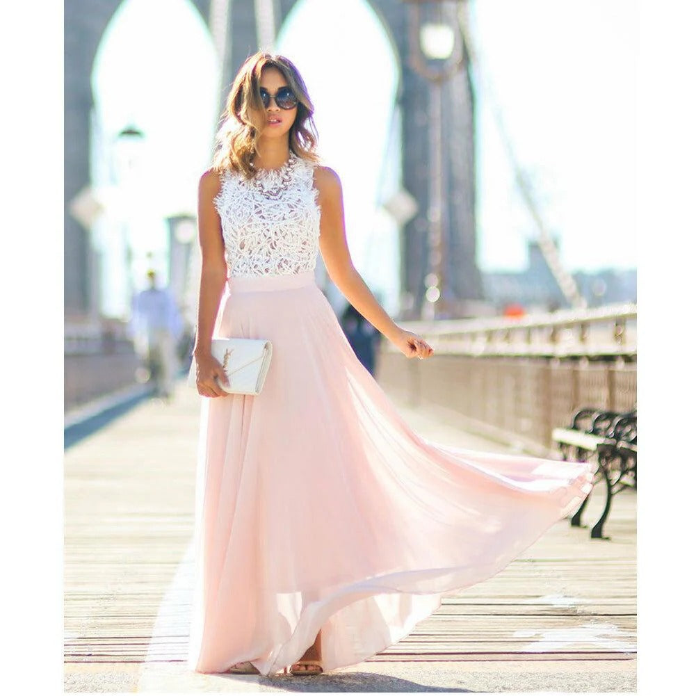 Women's Elegant Dream Lace Bodice Maxi Dress