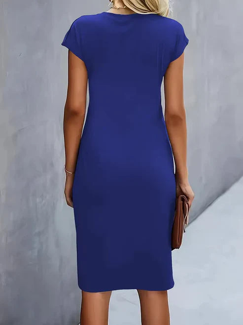 Women's Midnight Whisper Draped Midi Dress