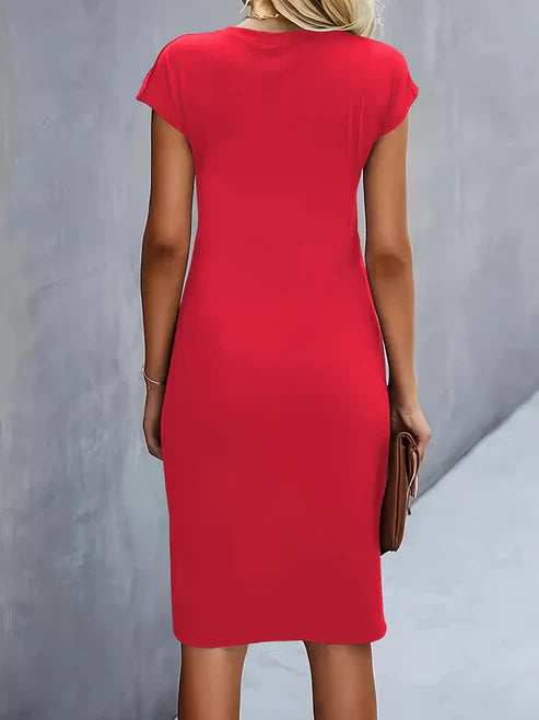 Women's Midnight Whisper Draped Midi Dress